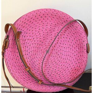 Eric Javits New York Purse Round Woven Pink Circle Crossbody 12" Bag